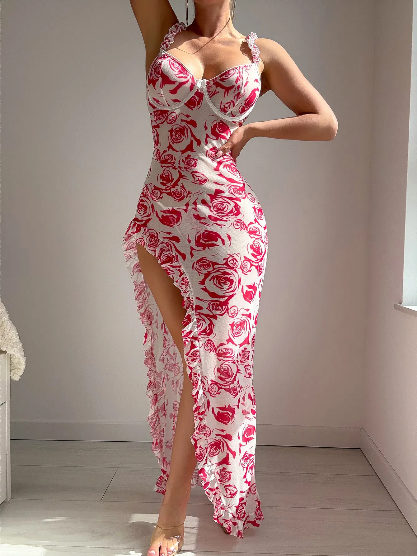 Sexy See-Through Women Underwear Set New Arrival Luxury Ulral-Thin See-Through Long Dress Lingerie