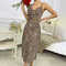 Sexy V-Neck Leopard Print Cross Strap Dresses Nightdress Wholesale Long Sleepwear Nightwear