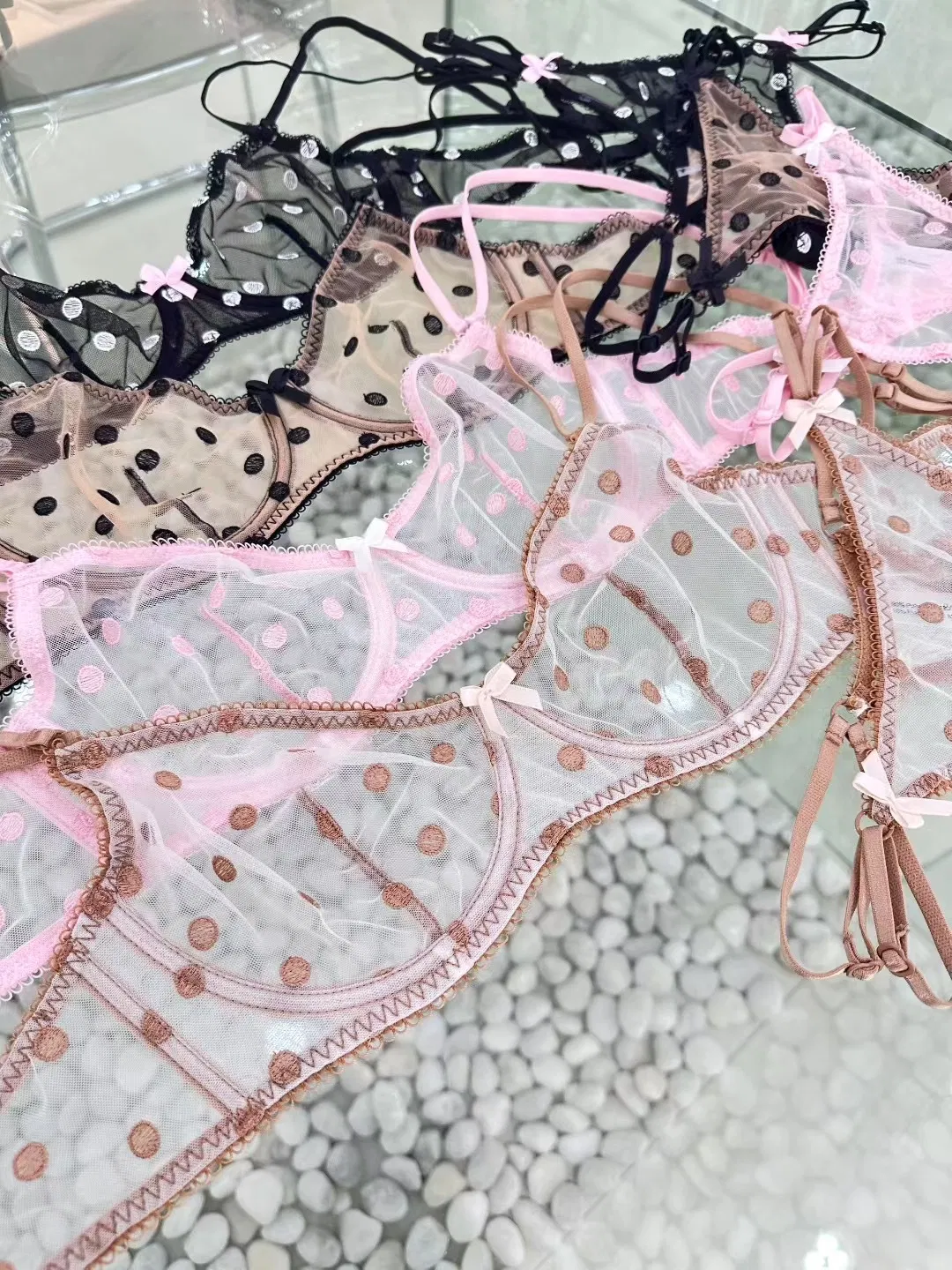 New Style Sexy Romantic Bra Set for Women French Ultra-Thin Mesh Underwear Lingerie