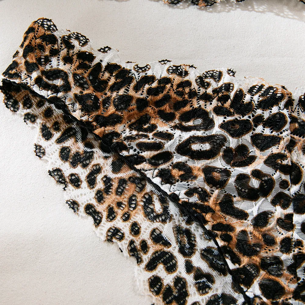 Wholesale Leopard Print Ultral-Thin Lingerie Set New French Style Woman Lingerie