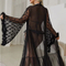 Sexy Long Sleeve Transparent Women Pajamas Sleepwear Wholesale Lace Deep V Bath Robe