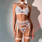 Wholesale Embroidery Floral Underwear Set Sexy Transparent Mesh Woman Lingerie