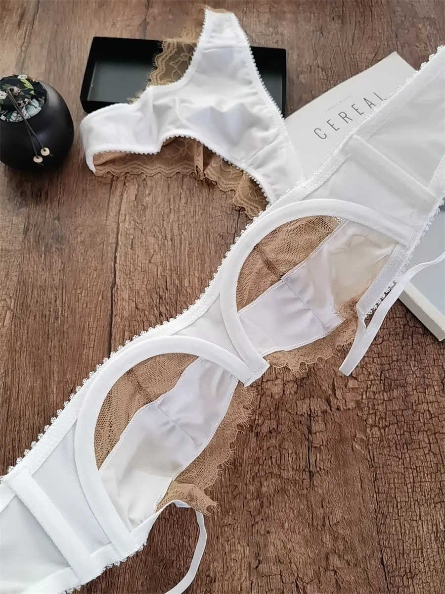 Wholesale French Style Embroidery Lace Trim Sexy Breathable Gathered Backless Ultra-Thin for Women Bra Set Underwear Lingerie