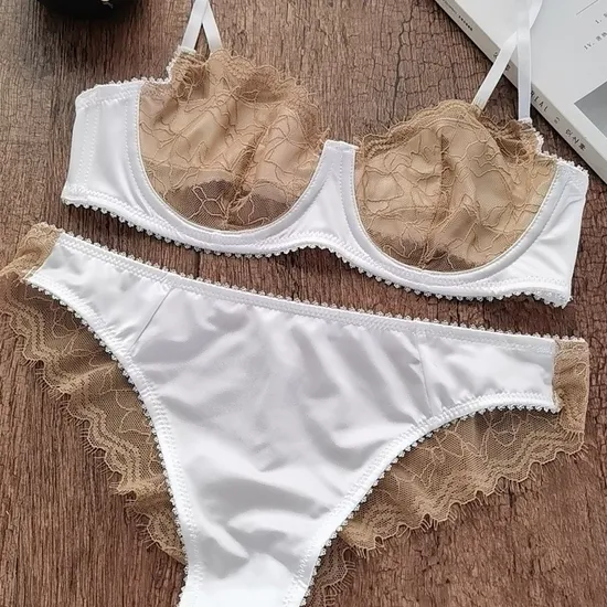 Wholesale French Style Embroidery Lace Trim Sexy Breathable Gathered Backless Ultra-Thin for Women Bra Set Underwear Lingerie