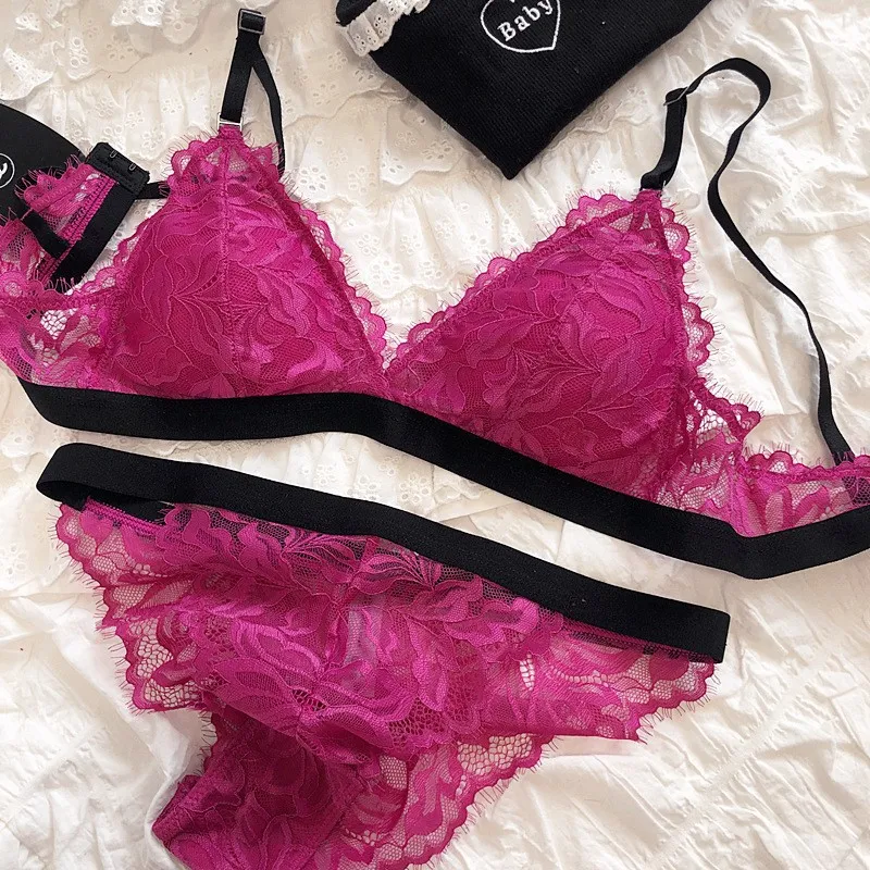 Wholesale French Style Eyelash Lace Soft Sexy Breathable Backless Ultra-Thin for Women Bra Set Underwear Lingerie