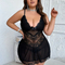 Sexy Perspective Ultral-Thin Plus Size Bra Set Wholesale Deep V Sleeveless Lingerie