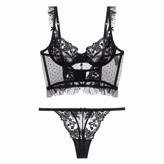Sexy Wholesale Underwear Embroidered French Ultra-Thin Set for Women Lace Soft Bra Lingerie