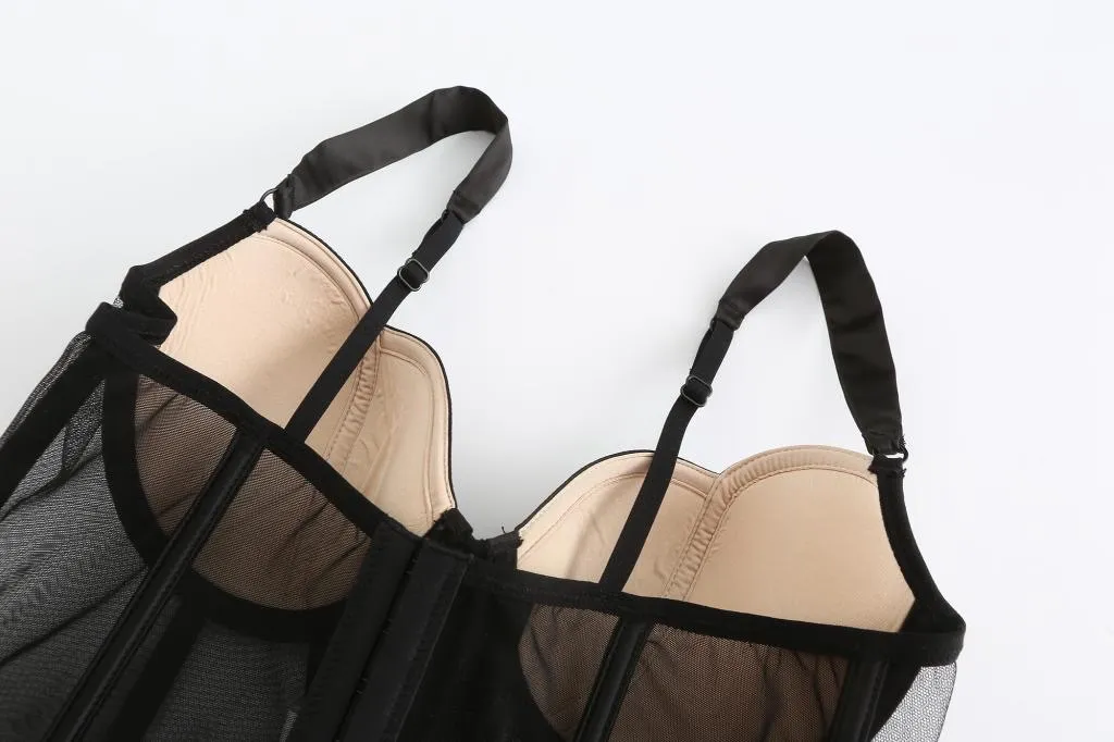 French Solid Color Fishbone Waistcoat Style Strappy Bra Ultra-Thin Gathering Sexy Underwear Set Lingerie