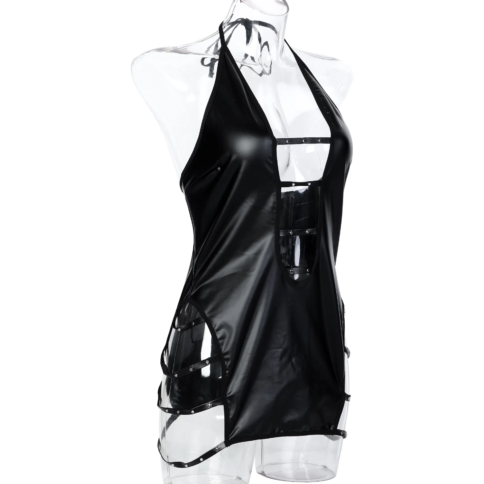 Wholesale PU Deep V Underwear Set for Woman Sexy Backless One Piece Lingerie