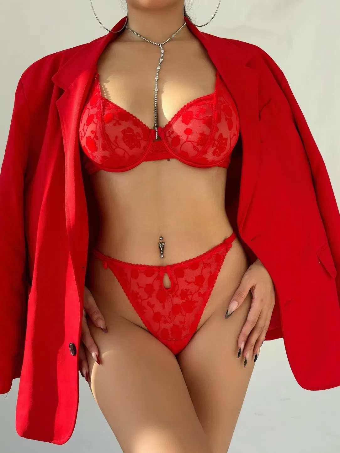 Hot Sell Underwear Wholesale French Mesh Lace Ultra-Thin Romantic for Women Soft Bra Sexy Set Lingerie