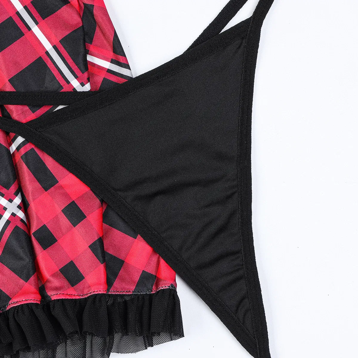 Wholesale Uniform Bow Woman Bra Set with Stocking Sexy Red Miniskirt Lingerie