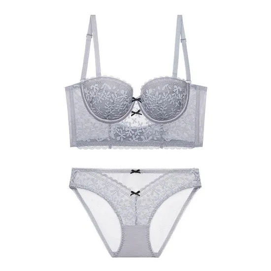 New French Style U-Shaped Embroidery Lace Seduction for Women Soft Bra Breathable Ultra-Thin Set Sexy Underwear Lingerie