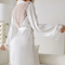Sexy See-Through Polka DOT Mesh with Lace Sleepwear Nightwear Wholesale Women Satin Robe