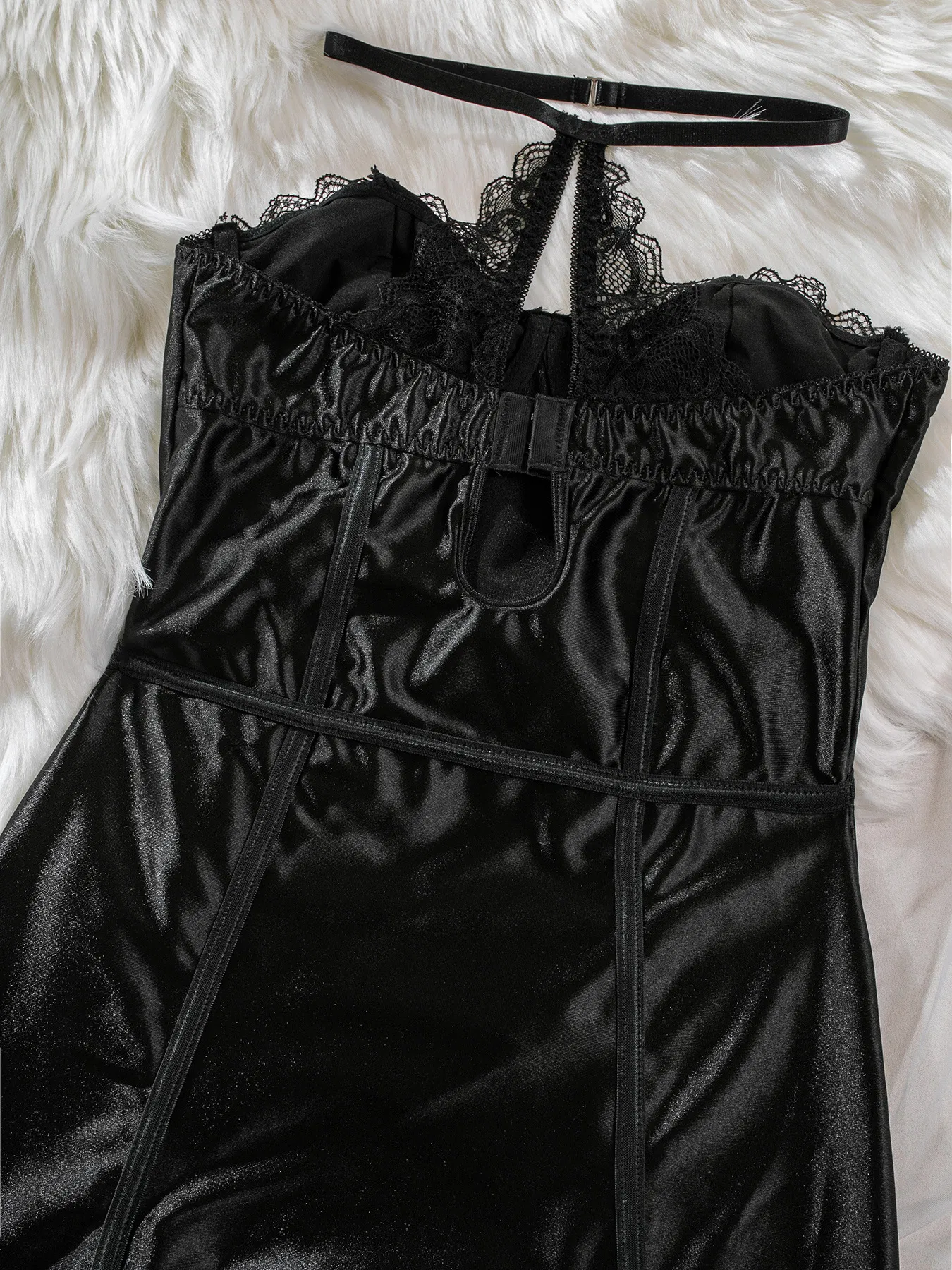 Wholesale See Through Mesh Strapless One Piece Underwear Set Sexy Lace Patchwork Lingerie