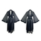 Wholesale Long Sleeve Open Front Sleepwear Sexy See Through Shiny Silver Line Women's Robe