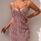 Sexy Layered Ruffles See-Through Women's Sleepwear Hot Sale Solid Color Dress Nightwear