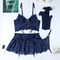 Sexy Embroidery Lace Hollow out Strap Cross Bra Set Wholesale Erotic Skirt Woman Lingerie