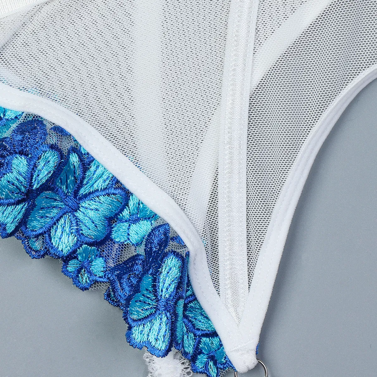 Sexy Floral Embroidered Bra Set with Fishnet Stocking New Transparent Mesh Woman Lingerie
