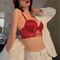 Wholesale Embroidery Lace Seduction for Women Deep V Gathered Breathable Ultra-Thin Set Sexy Bra Underwear Lingerie