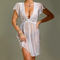 New Solid Color Polka DOT Sleepwear Dress Sexy V-Neck Transparent Woman Nightwear