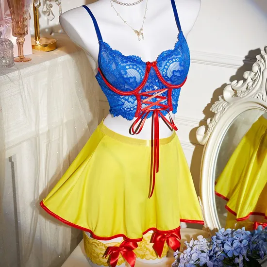 Sexy Erotic See-Through Bra Set for Role Play New Short Skirt Woman Lingerie