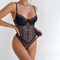 Wholesale Embroidery Lace One-Piece Underwear Set Sexy Deep V Backless Woman Lingerie
