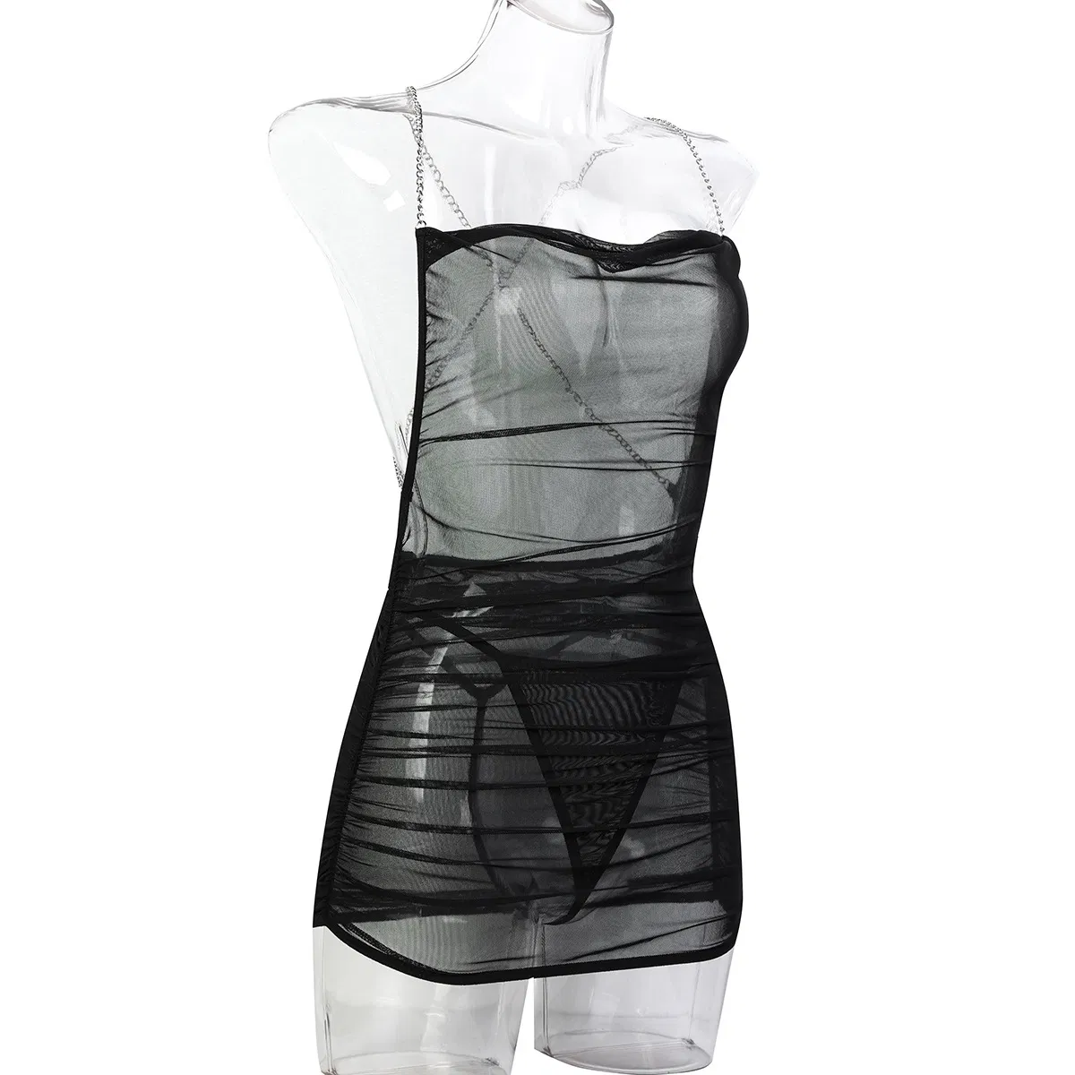 Hot Selling Mesh See-Through Suspender Bra Panty Sets Sexy Elastic Woman Lingerie