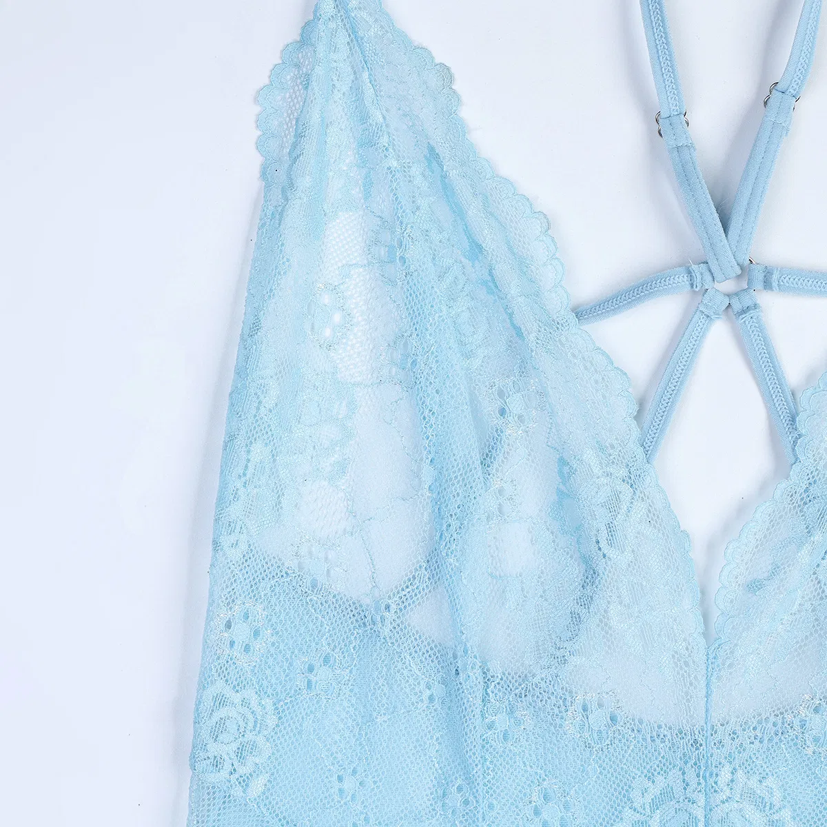 Wholesale V-Neck Hanging Neck One Piece Underwear Set Sexy Thin Embroidered Lace Lingerie
