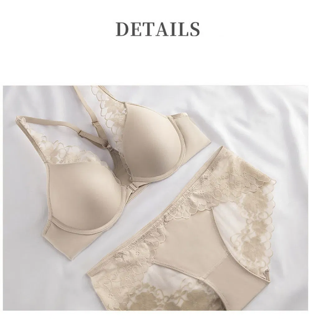 Wholesale Sexy French Ultra-Thin Bra Lace for Women Front-Buttoned Set Underwear Lingerie