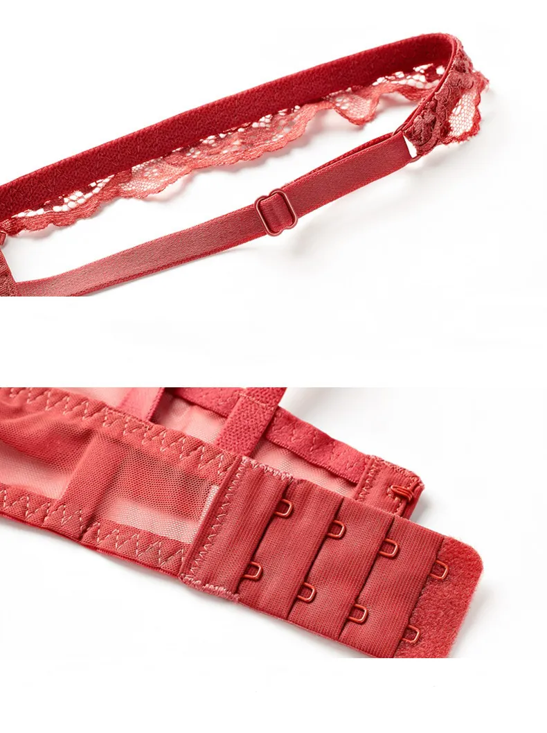 Hot Sell for Women Ultra-Thin Hollowed-out Underwear Transparent Lace Bra Set Sexy Lingerie