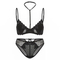 New French Mesh Embroidered Ultra-Thin Gathering Bra Set High Split Halte Underwear Sexy Lingerie