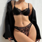 2025 Wholesale Cotton Leopard Print Lace Romantic Anti-Sagging Breathable Women Soft Bra Ultra-Thin Set Sexy Underwear Lingerie