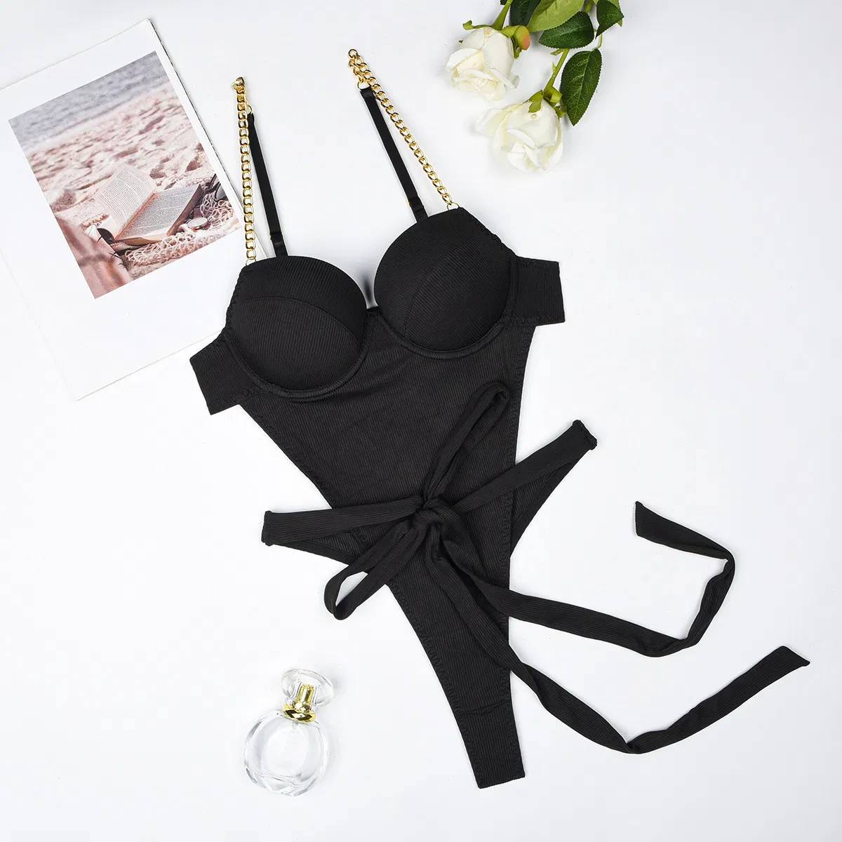 Sexy Hollow out One Piece Lingerie Set New Solid Padded Woman's Bodysuit