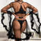 Wholesale See-Through Mesh Long Leeve Sleepwear with Fur Sexy Solid Color Woman Robe