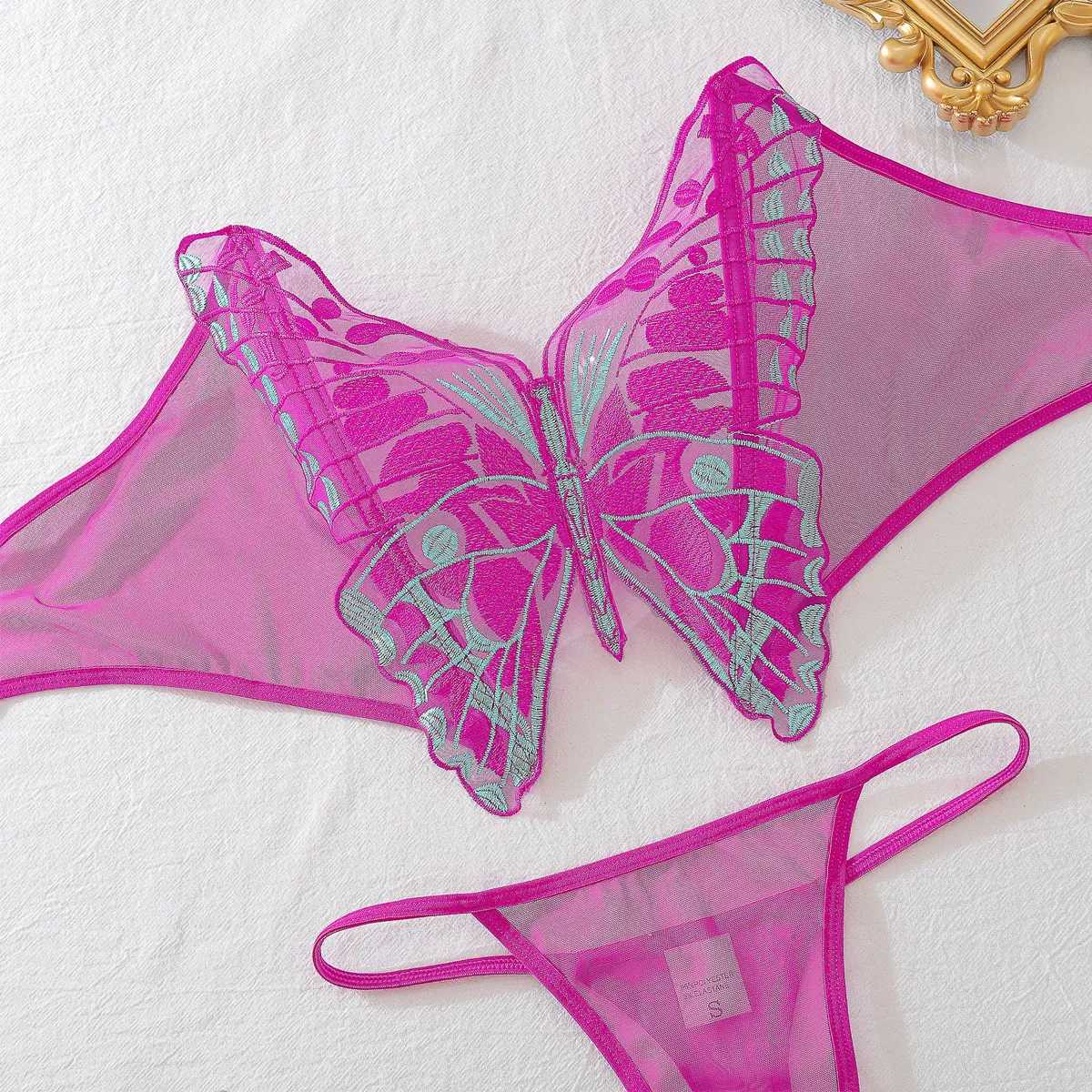Wholesale Embroidered Perspective Mesh Bra Panty Sets Sexy Strapless Woman Two-Piece Lingerie