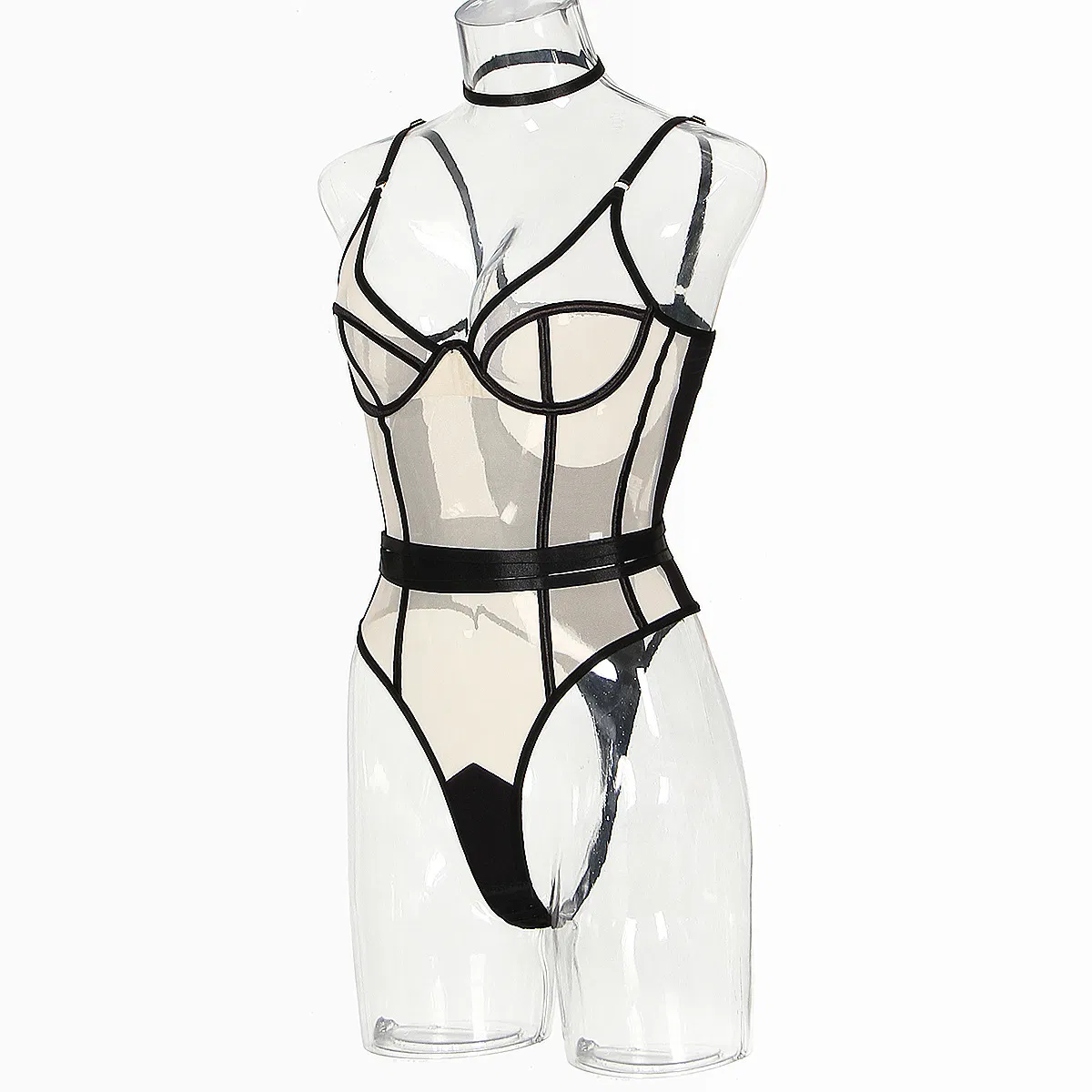 New Style Exotic See-Through Mesh Bodysuit for Woman Hot Tight One Piece Lingerie