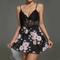 Sexy V-Neck Woman Sleepwear Dress Wholesale Flower Print Ultral-Thin Woman Nightwear