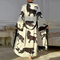 New Arrival Satin Printed Leopard V-Neck Sleepwear Sexy Long Sleeve Woman Robe