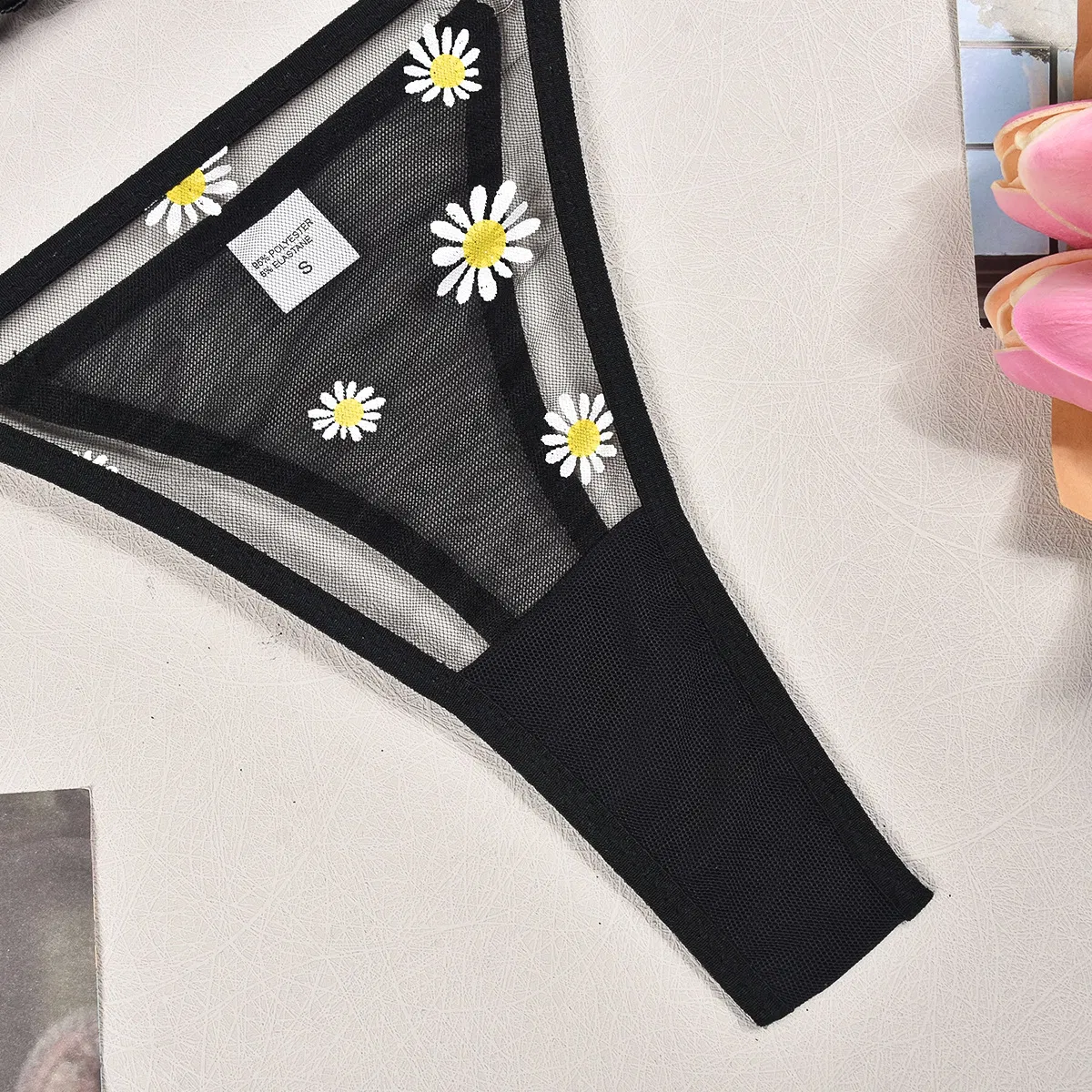 Wholesale See-Through Mesh Fishbone Bra Panty Sets Sexy Ultra Thin Woman Lingerie