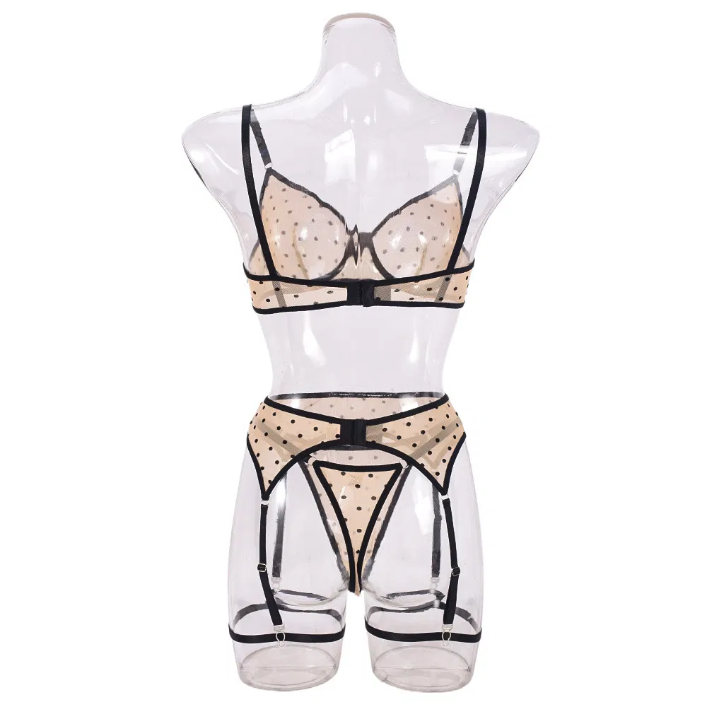 Wholesale Polka DOT Underwear Set for Woman Sexy See-Through Mesh Lingerie