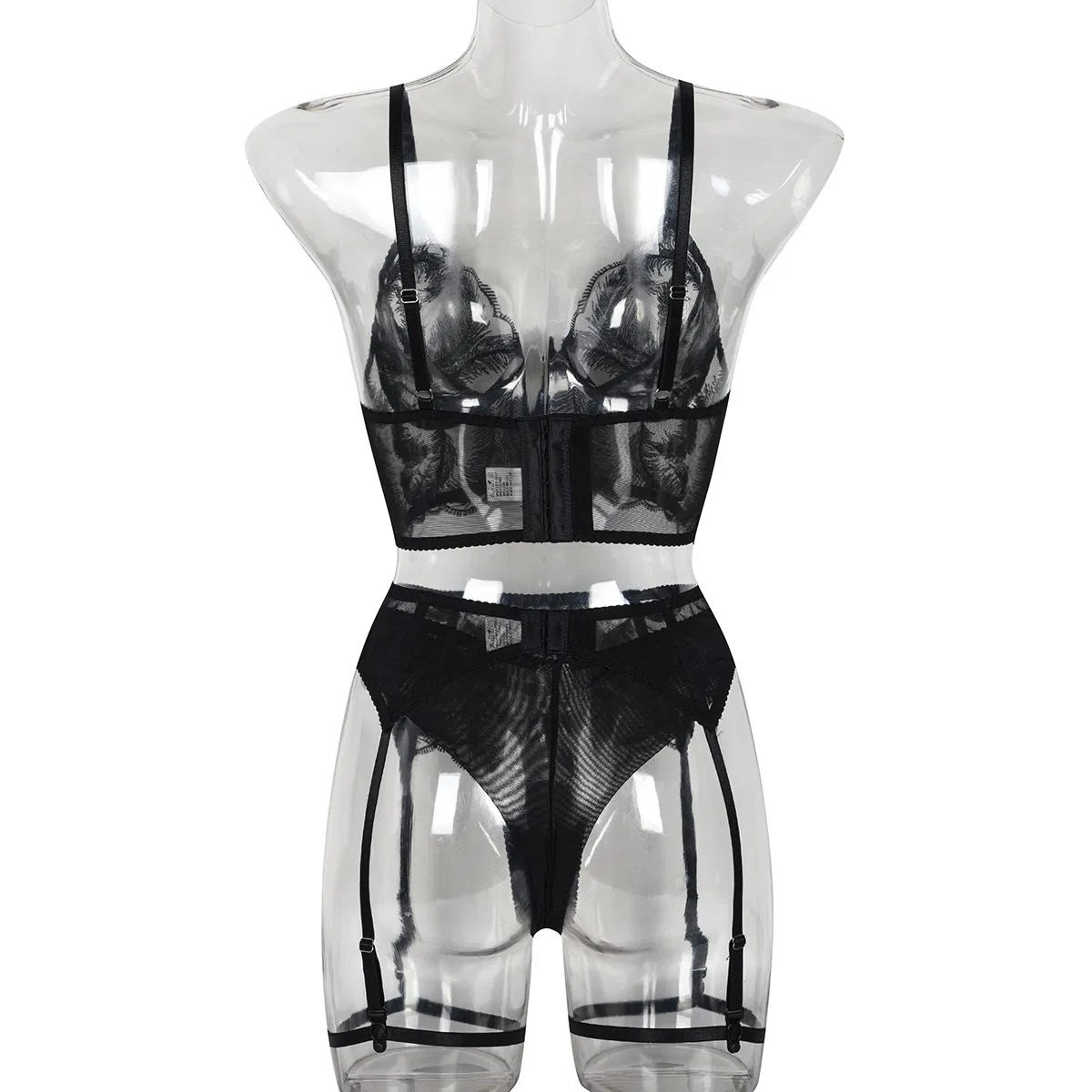 Wholesale Luxury Underwear Set for Woman with Gloves Sexy Perspective Embroidery Lingerie
