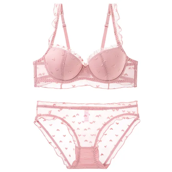 2025 Hot Sell Sexy Woman Ultra-Thin Embroidery Lace Trim Sexy Breathable Bra Set Underwear Lingerie