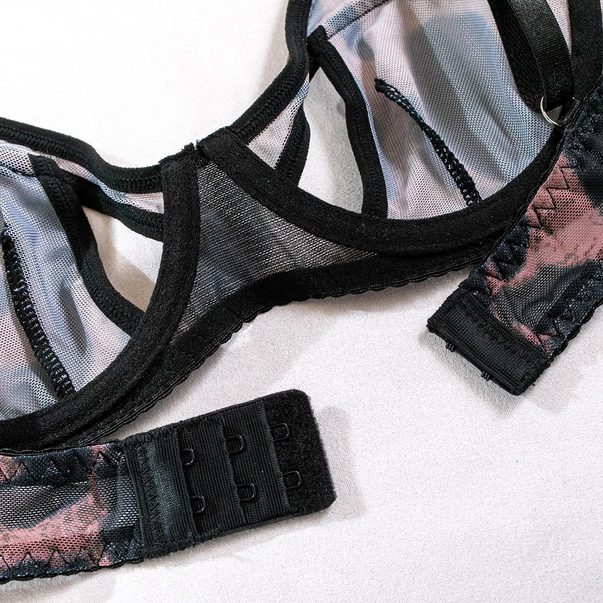 Wholesale Leopard Print Transparent Mesh Bra Set Sexy Thin Breathable Hollow out Woman Lingerie
