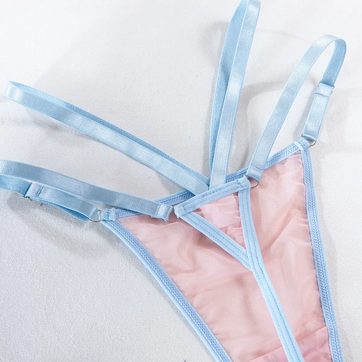 Factory Sell Fish-Bone Thin Perspective Mesh Bra Set Sexy High Quality Two Piece Woman Lingerie