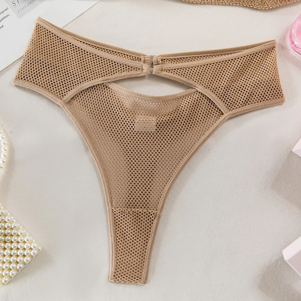 Sexy Erotic Two-Piece Bra and Panty Set for Women Wholesale See-Through Fishnet Mesh Lingerie