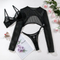 Sexy Long Sleeve Fishnet Mesh Woman Underwear Set Hot See-Through Solid Color Lingerie