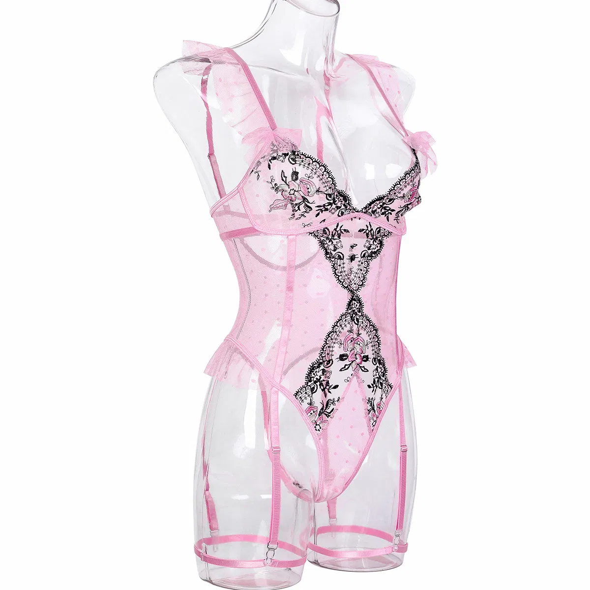 Wholesale Embroidered Underwear Set for Woman Sexy See-Through Mesh Women's Lingerie