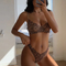 Hot Sell Sexy Cheetah Print Underwear Ultra-Thin for Women French Lace Bra Set Lingerie