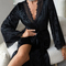 Wholesale Long-Sleeved Sleepwear Nightwear Sexy Microfiber Lace Woman's Robe