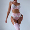 New Transparent Women Bra and Panty Set Sexy Embroidered Lace Mesh Patchwork Lingerie